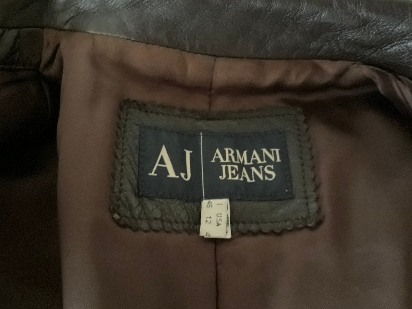 Jack bruin leer Armani maat 40 vintage jas, Verzenden, Gedragen, Maat 38/40 (M), Bruin