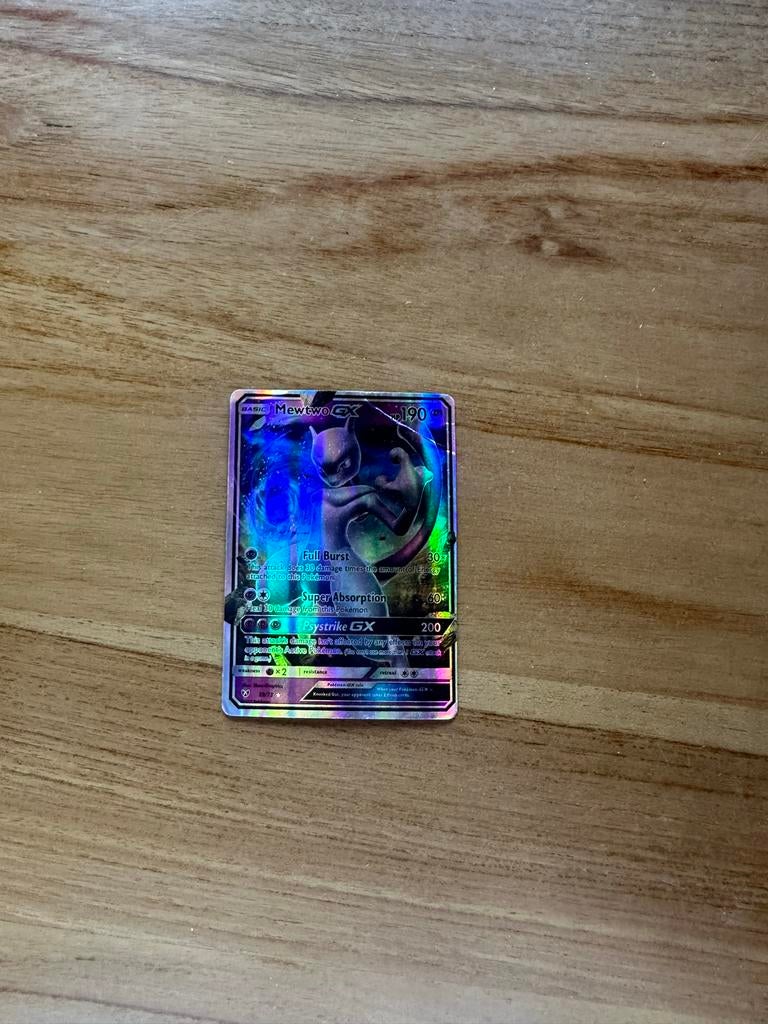 Mewtwo GX Pokémon kaart - Full Art Foil, Ophalen of Verzenden, Gebruikt, Losse kaart, Foil