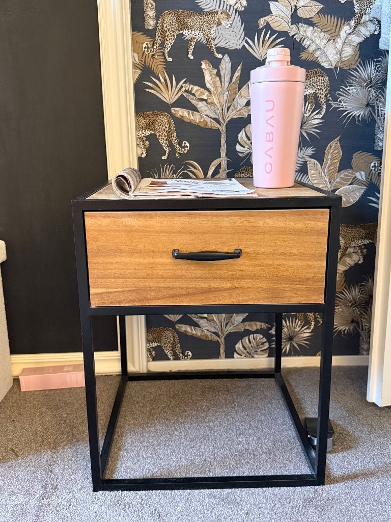 Nachtkastje/bijzettafel Xenos - Hout en Metaal, Ophalen, Gebruikt, Minder dan 45 cm, 55 tot 70 cm