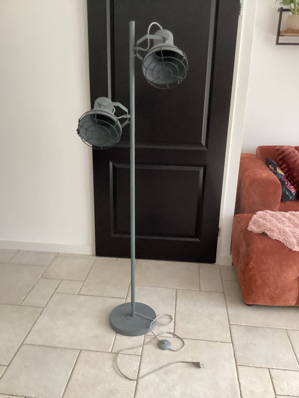 Grijze staande lamp, Ophalen, Gebruikt, Metaal, 150 tot 200 cm