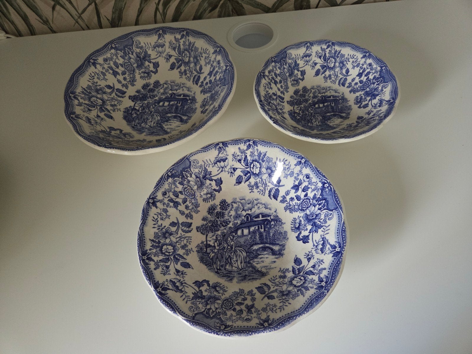 Antieke Flowers schalen - Blauw en wit porselein, Antiek en Kunst, Ophalen of Verzenden