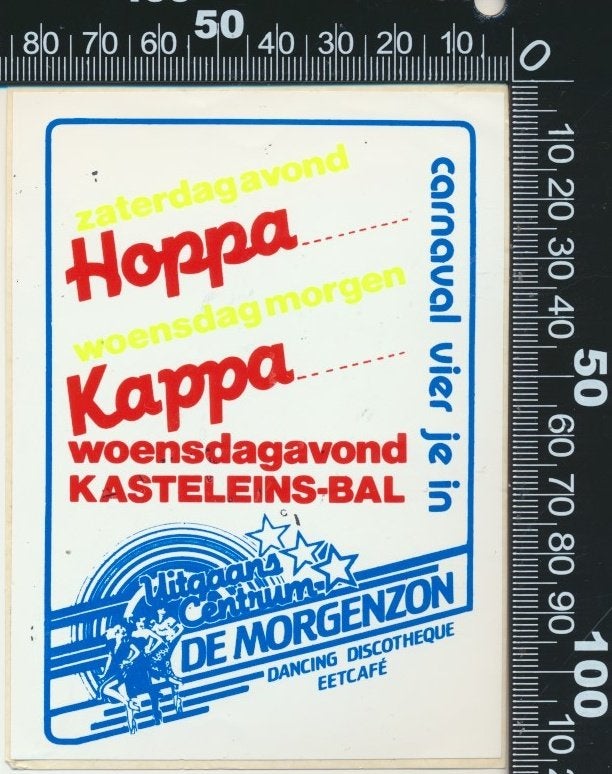 Sticker: De Morgenzon - Carnaval - Hoppa Kappa - Zeeland, Ophalen of Verzenden, Zo goed als nieuw, Bedrijf of Vereniging