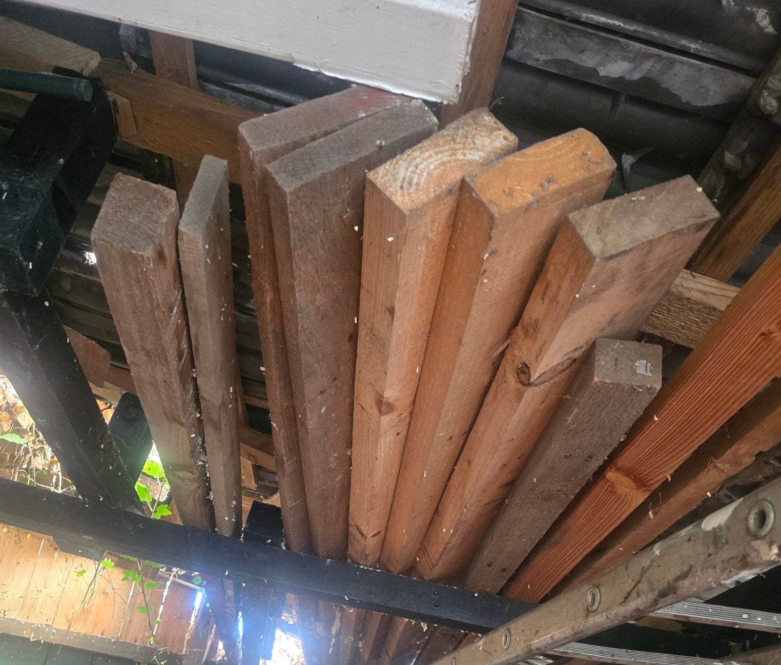 sloophout balken en latten, Doe-het-zelf en Verbouw, Hout en Planken, Ophalen, Vuren, 50 mm of meer, Balk