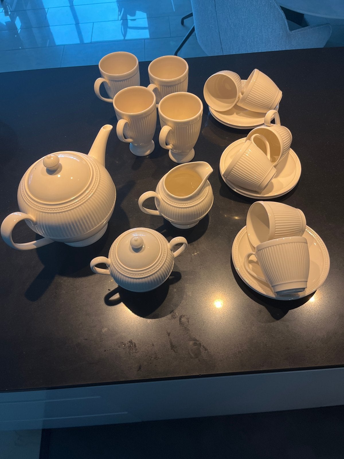 Wedgwood Windsor Servies - Theepot, Suikerpot, Melkkan, Kopj, Huis en Inrichting, Klassiek, Ophalen of Verzenden, Zo goed als nieuw