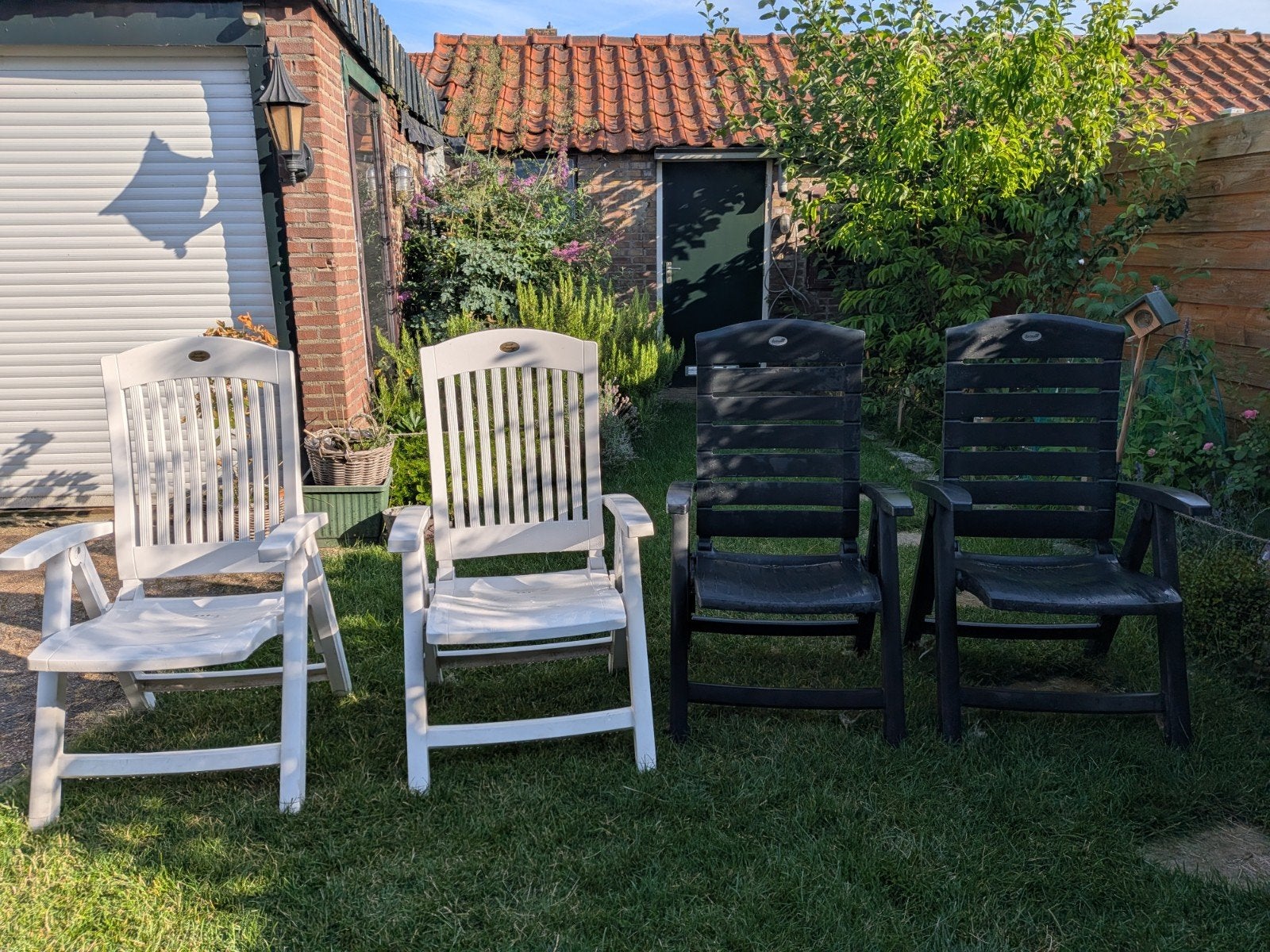 Hartman tuinstoelen met verstelbare rugleuning 4, Ophalen, 4 zitplaatsen, Kunststof, Gebruikt