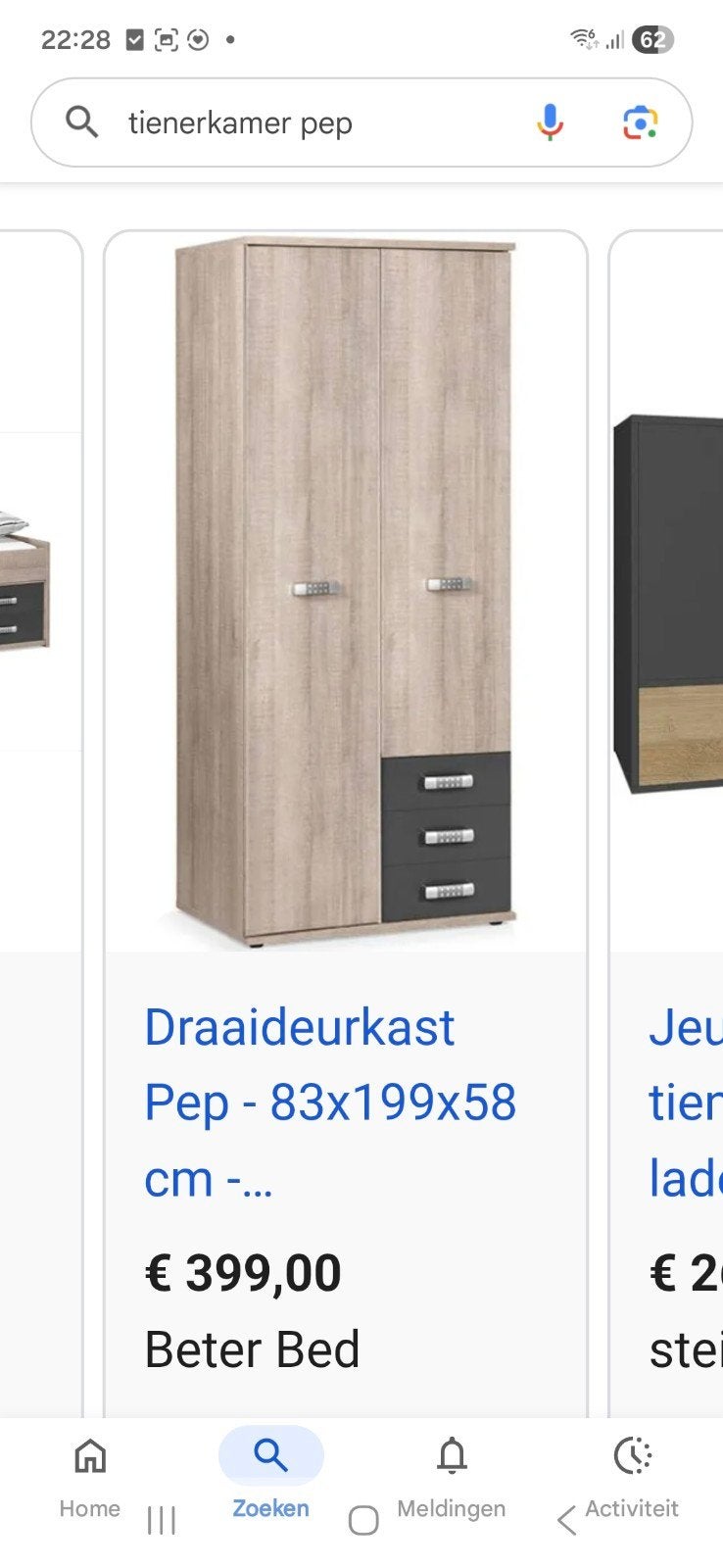 Tienerkamer Pep, kledingkast draaideurkast, Ophalen