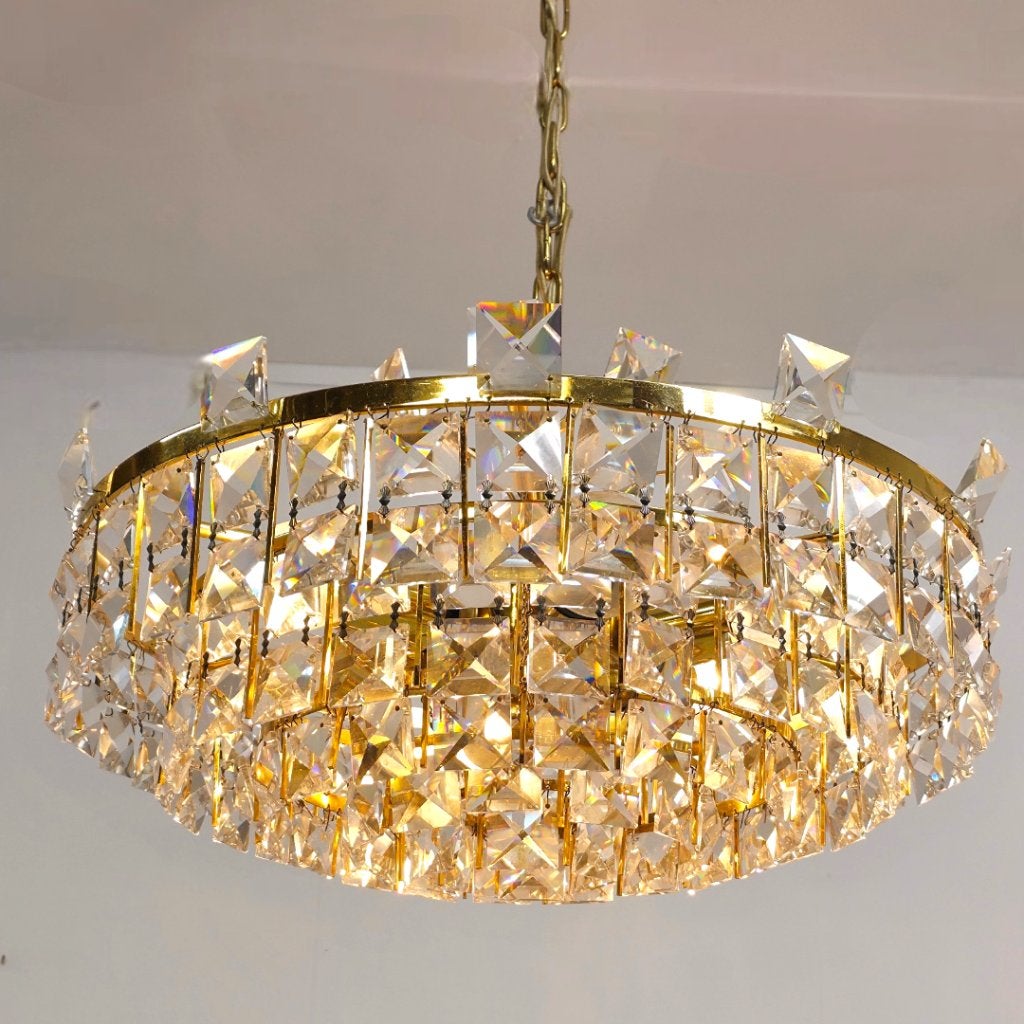Palwa mid century stijlvolle kroonluchter jaren 70, Ophalen of Verzenden, Zo goed als nieuw, Glas, E14 (klein)