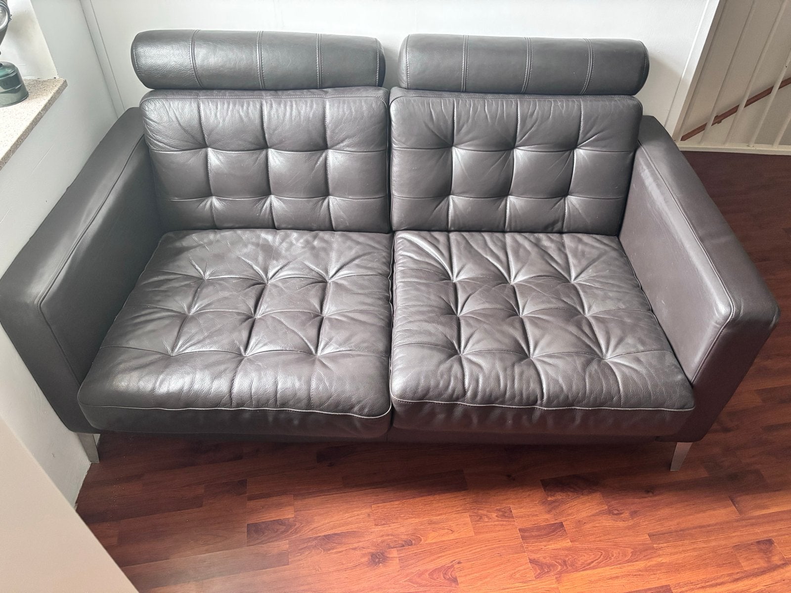 IKEA Leren Bank - Donkerbruin (bijna zwart), Ophalen, Gebruikt, 150 tot 200 cm, Tweepersoons