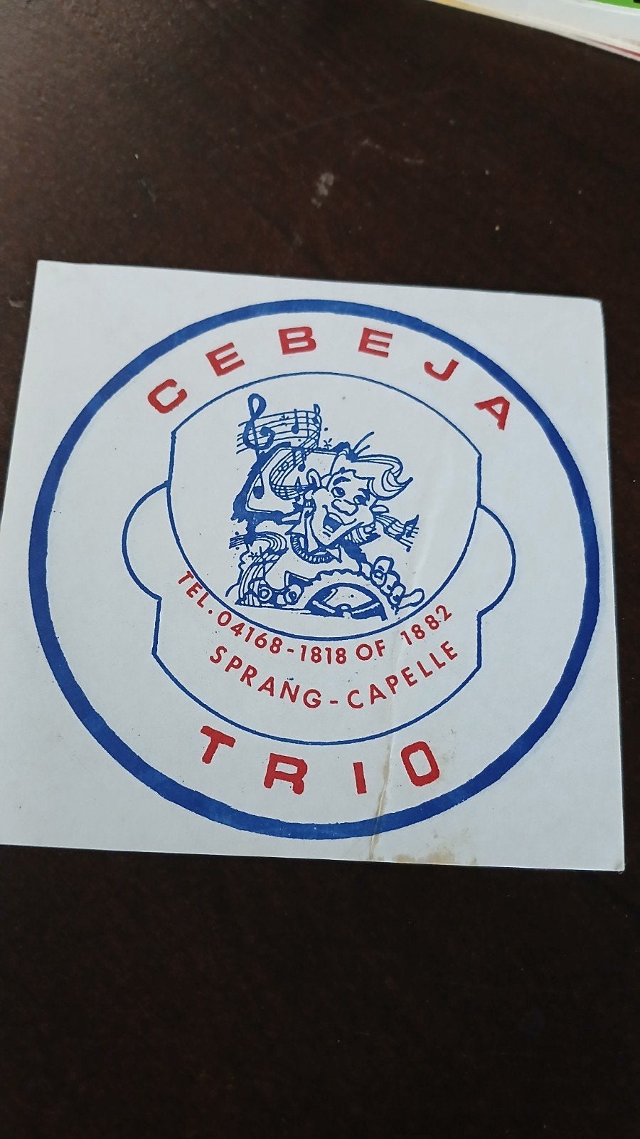 Sticker amusementsorkest Trio Cebeja, SPRANG CAPELLE, Verzamelen, Ophalen of Verzenden, Zo goed als nieuw