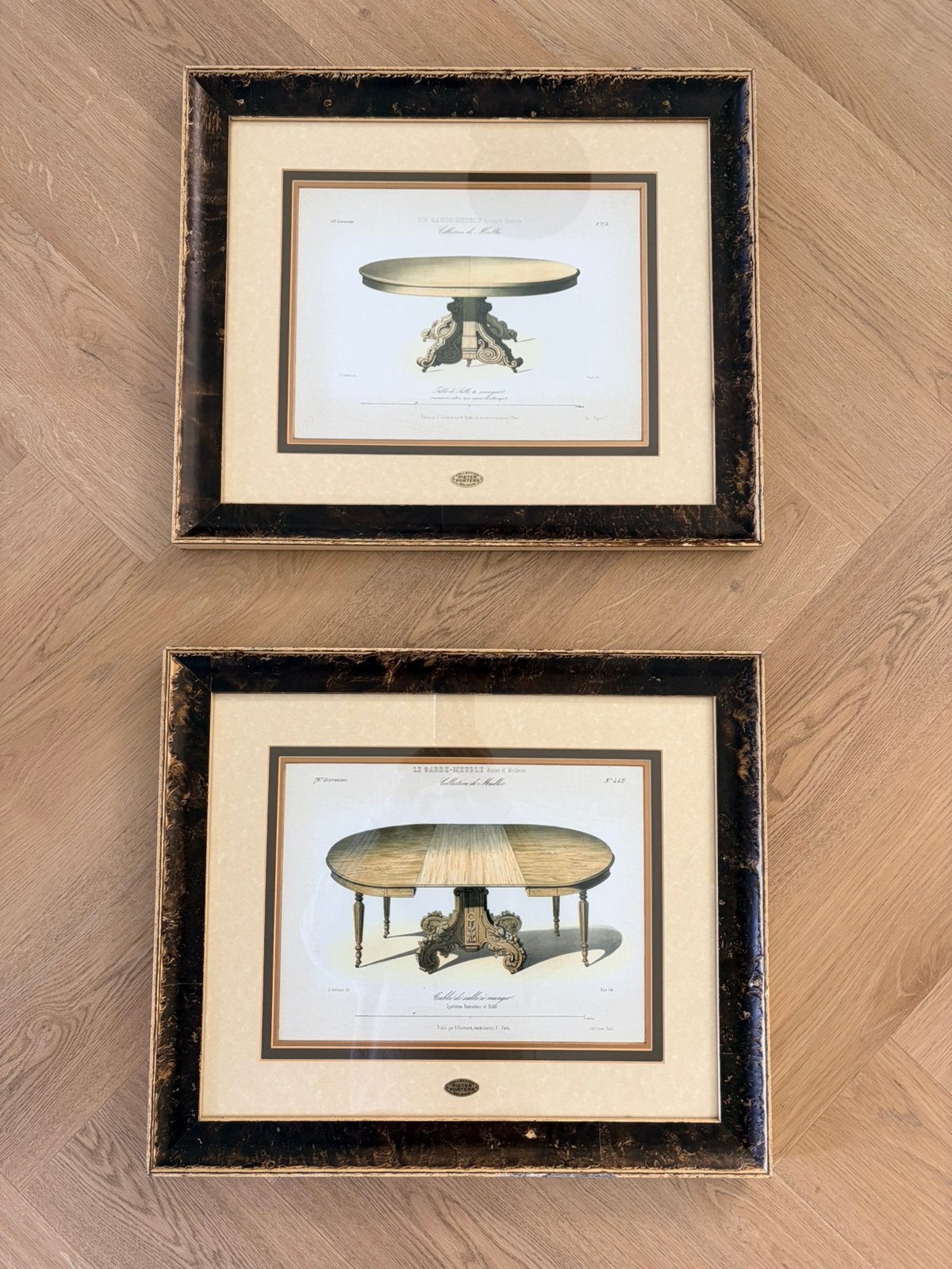 Prachtige set 2 Pieter Porters Collection België ingelijst, Bruin, 52 cm, Met afbeelding, Hout