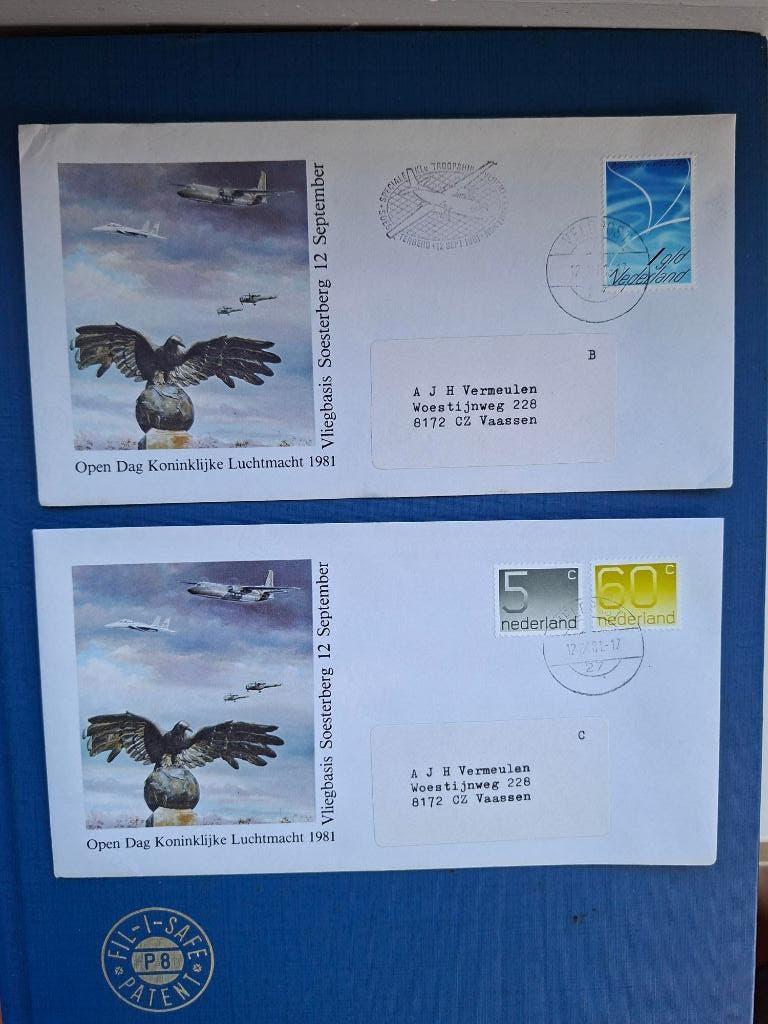 Postzegel NL 1981 2 FDCs Open Dag Luchtmacht Soesterberg, Verzamelen, Ophalen of Verzenden, Luchtmacht, Nederland, Overige typen