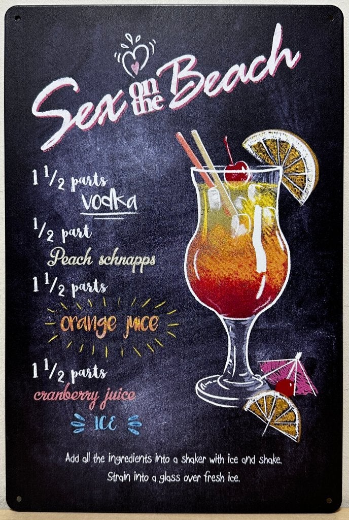 Sex on the beach cocktail reclamebord van metaal wandbord