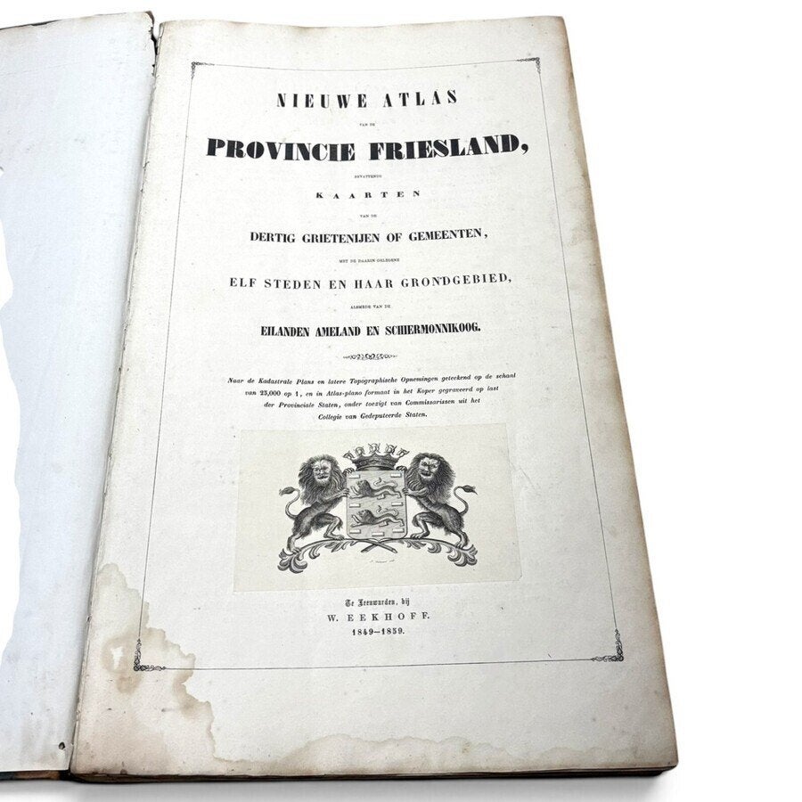 Nieuwe atlas van de Provincie Friesland', Eekhoff 1849-1859, Gelezen, Overige atlassen, Ophalen of Verzenden, 1800 tot 2000