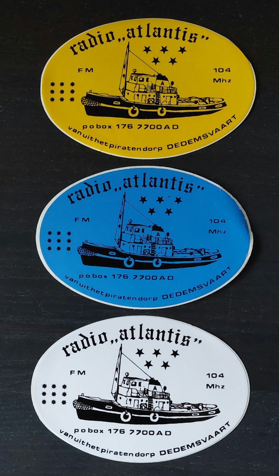 3 stickers Radio Atlantis Dedemsvaart zendamateur piraat, Ophalen of Verzenden