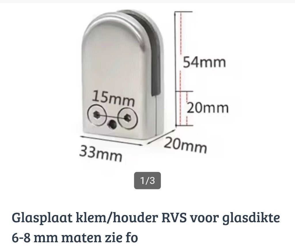 Glas klemmen/glasplaat houders nieuw, Ophalen of Verzenden, Nieuw, Minder dan 80 cm, Glasplaat