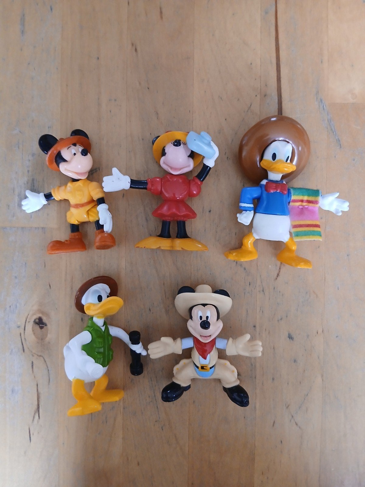 Set van 5 Disney figuren: Mickey, Minnie en Donald Duck, Ophalen of Verzenden, Donald Duck, Zo goed als nieuw, Beeldje of Figuurtje