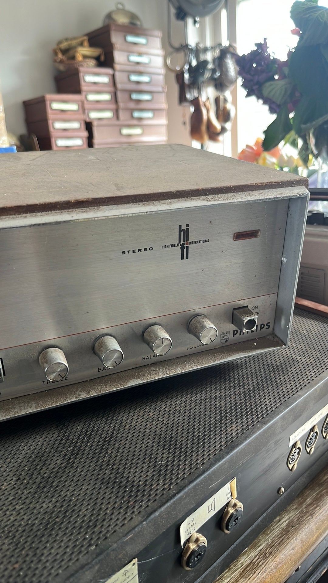 Philips vintage versterker jaren 60”stoffig en niet getest”, Ophalen of Verzenden