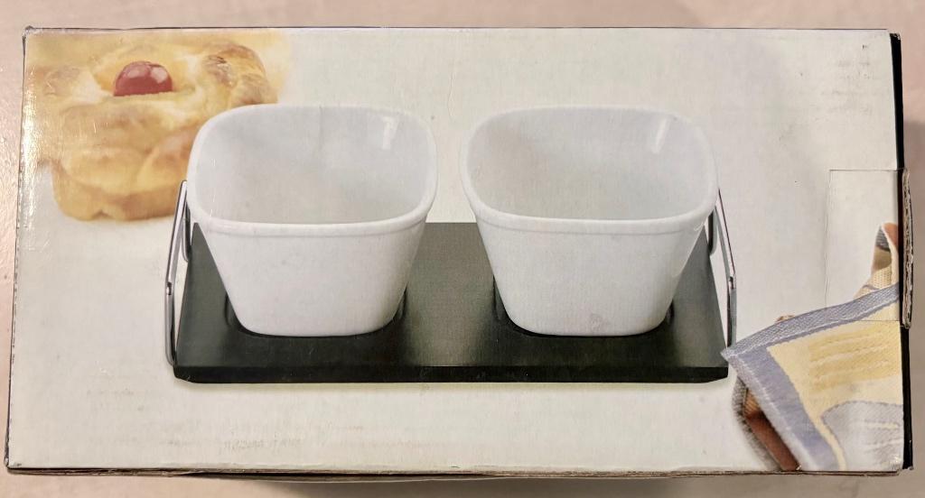 Tapas serveerset, 2 mooie kommetjes op een dienblaadje, Ophalen of Verzenden, Nieuw, Overige stijlen, Kom(men)