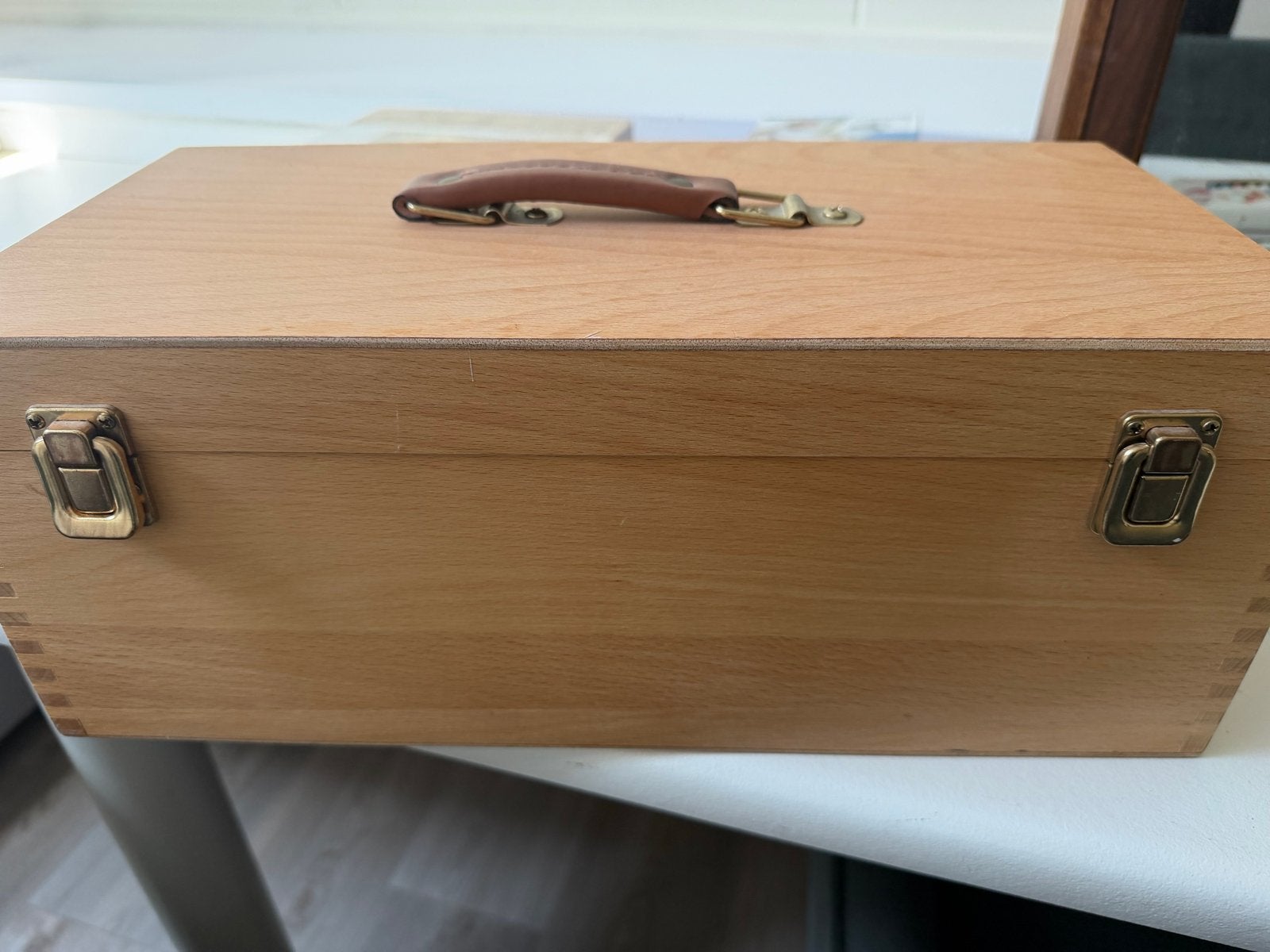 Schilderskist van beukenhout, z.g.a.n. - 16x40,5x20cm, Ophalen, Zo goed als nieuw, Overige typen