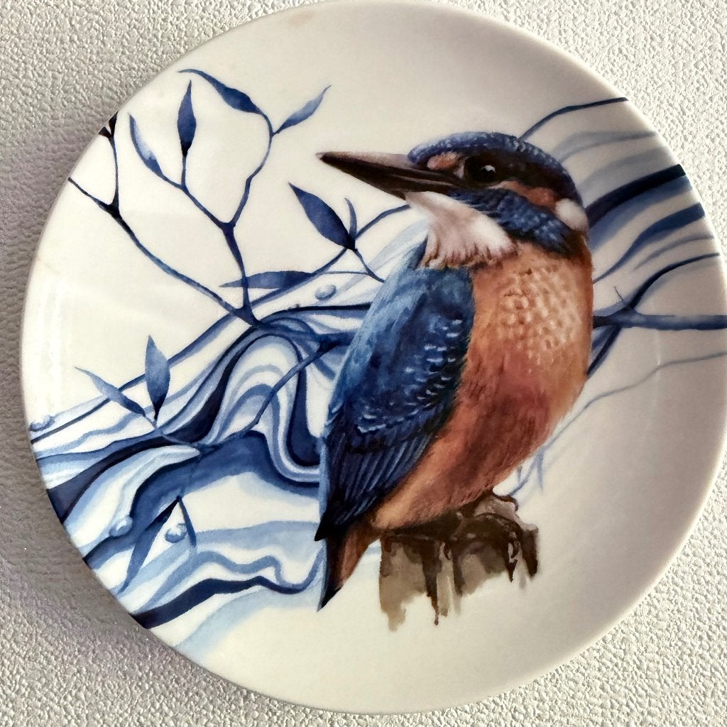 Wanbord Heinen delftsblauw ijsvogel, Antiek en Kunst, Antiek | Wandborden en Tegels, Verzenden