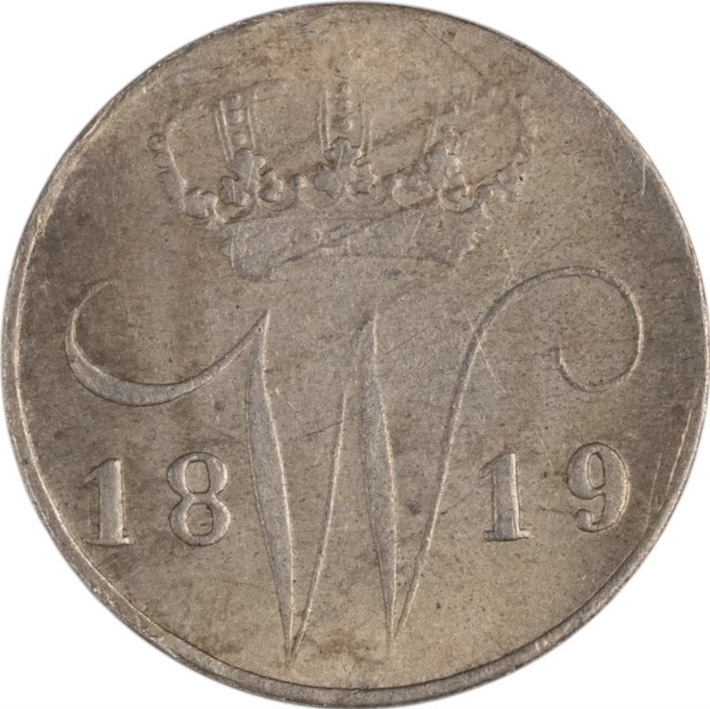 Willem I. 5 Cents 1819. UNC spiegelglans maar zwakke slag, Postzegels en Munten, Zilver, Ophalen of Verzenden, Koning Willem I