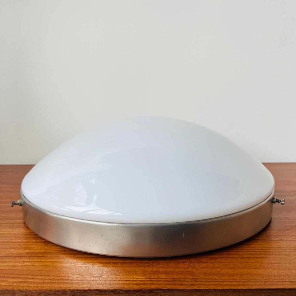 Vintage art deco matchroom en melkglas plafondlamp Giso, Ophalen of Verzenden