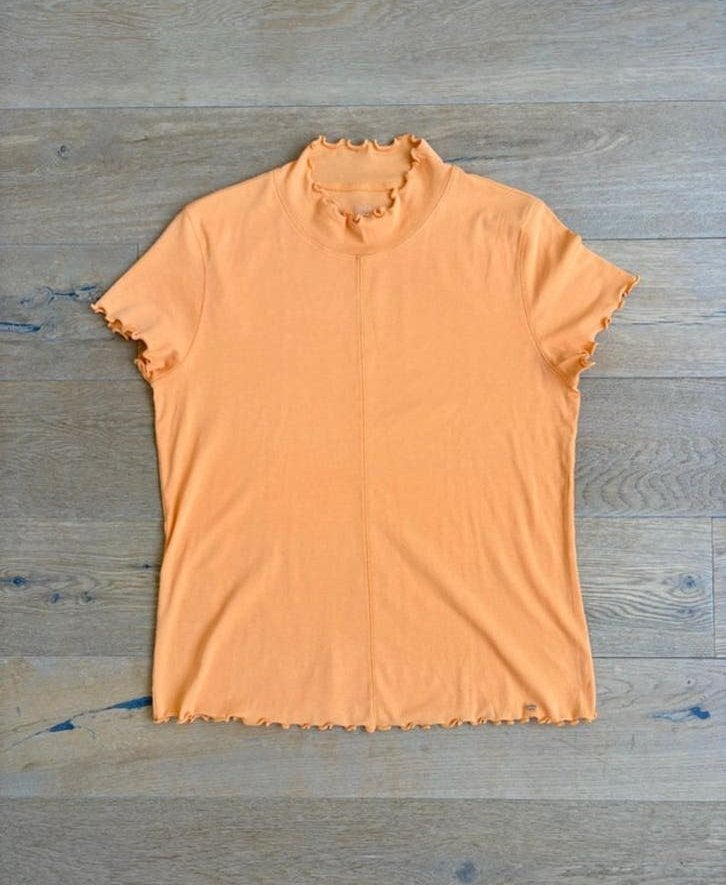 Marccain jersey oranje t-shirt met col ca mt 40, Ophalen of Verzenden, Zo goed als nieuw, Maat 38/40 (M), Lange mouw