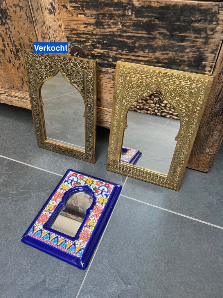 Marokkaanse spiegel handwerk metaal en keramisch oosters, Huis en Inrichting, Ophalen of Verzenden, Schipluidenlaan 20 5035KJ Tilburg