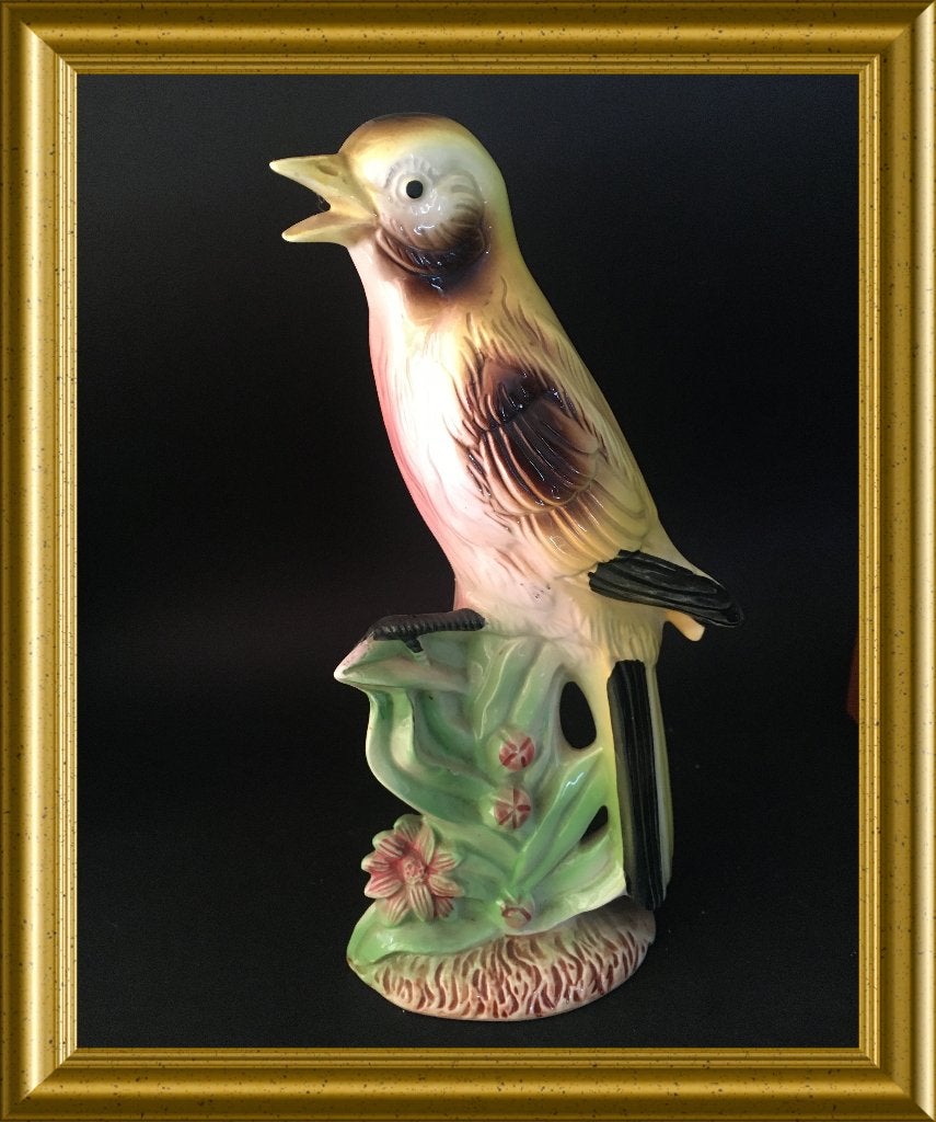 Art deco geel vogel beeldje : kanarie, 21 cm, Ophalen of Verzenden