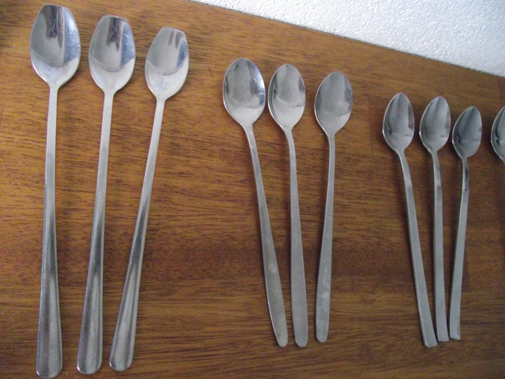 23 stuks vintage RVS ijslepel longdrink lepel 19-20 cm p st, Ophalen of Verzenden