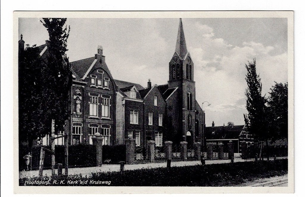 Hoofddorp. De R. K. Kerk aan de Kruisweg., Ophalen of Verzenden, Ongelopen, Noord-Holland