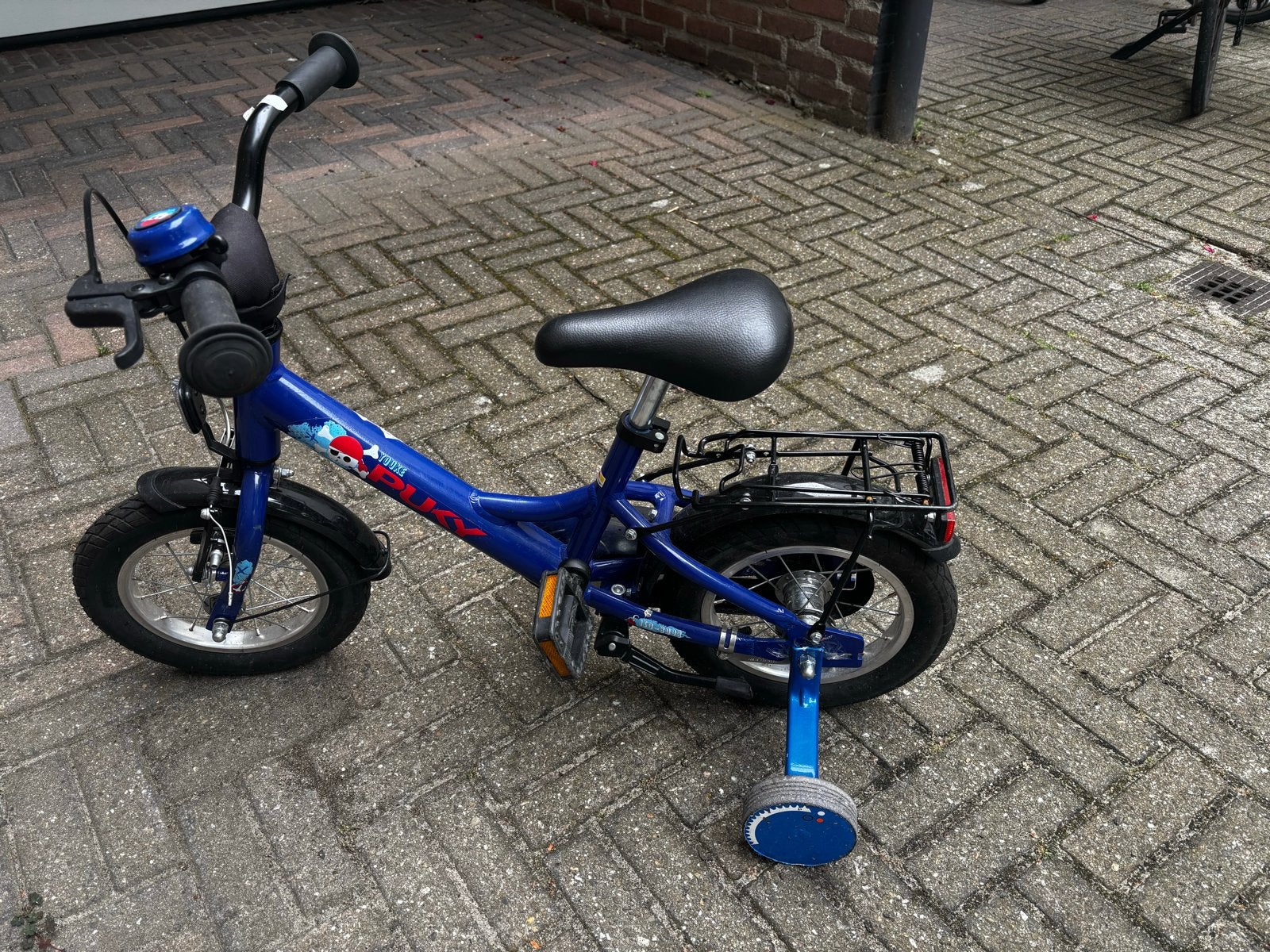 Puky Youke 12 inch aluminium kinderfiets blauw 3+, Ophalen, Gebruikt, Minder dan 16 inch, Zijwieltjes