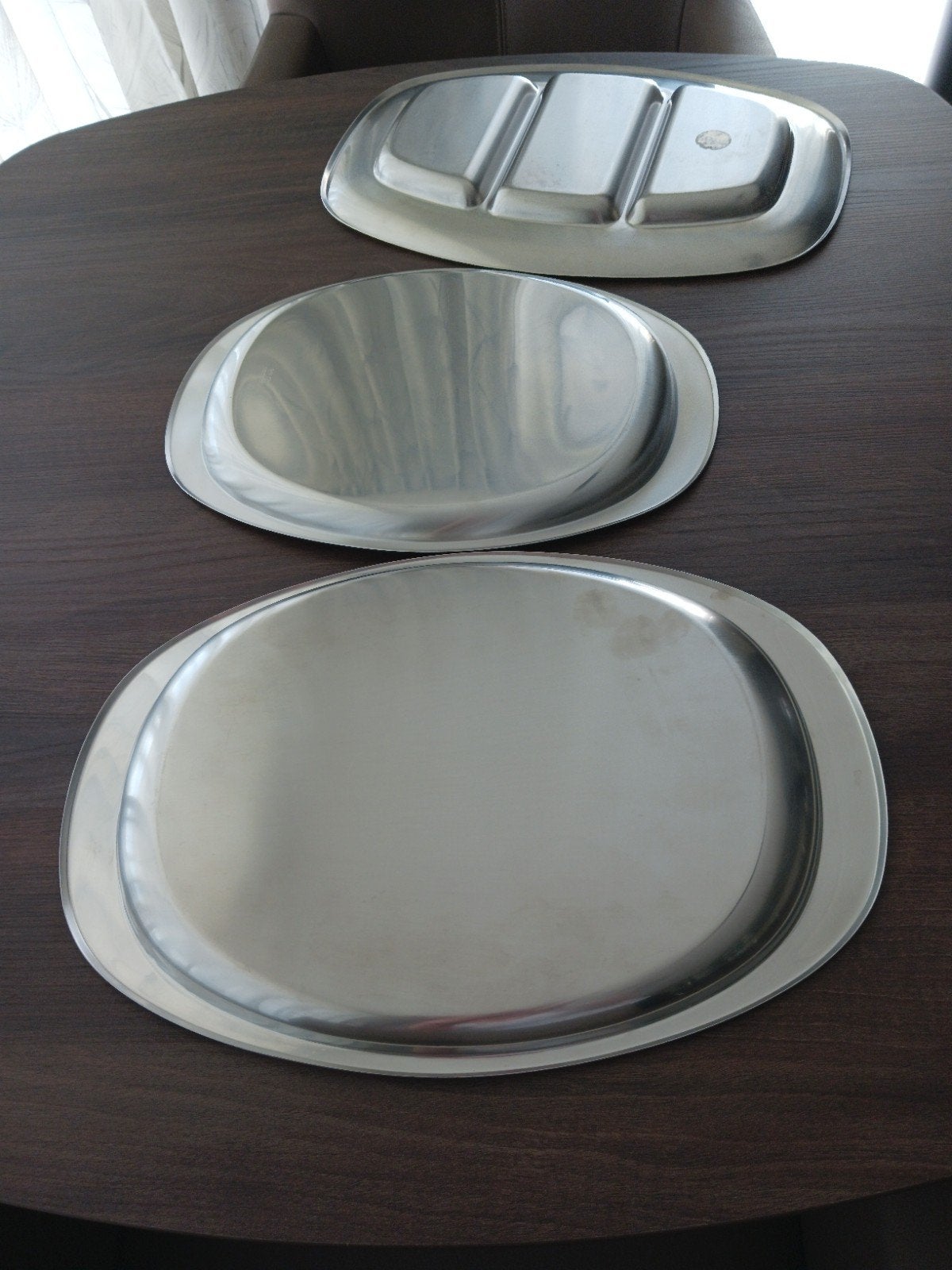 Set van 3 RVS serveerschalen/ovale schalen, Ophalen of Verzenden, Overige materialen
