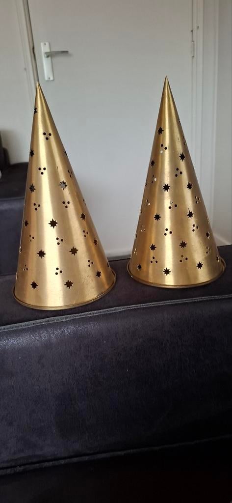 Set van 2 Messing Kerst Kandelaars - Sterren Design, Ophalen of Verzenden, Koper of Brons