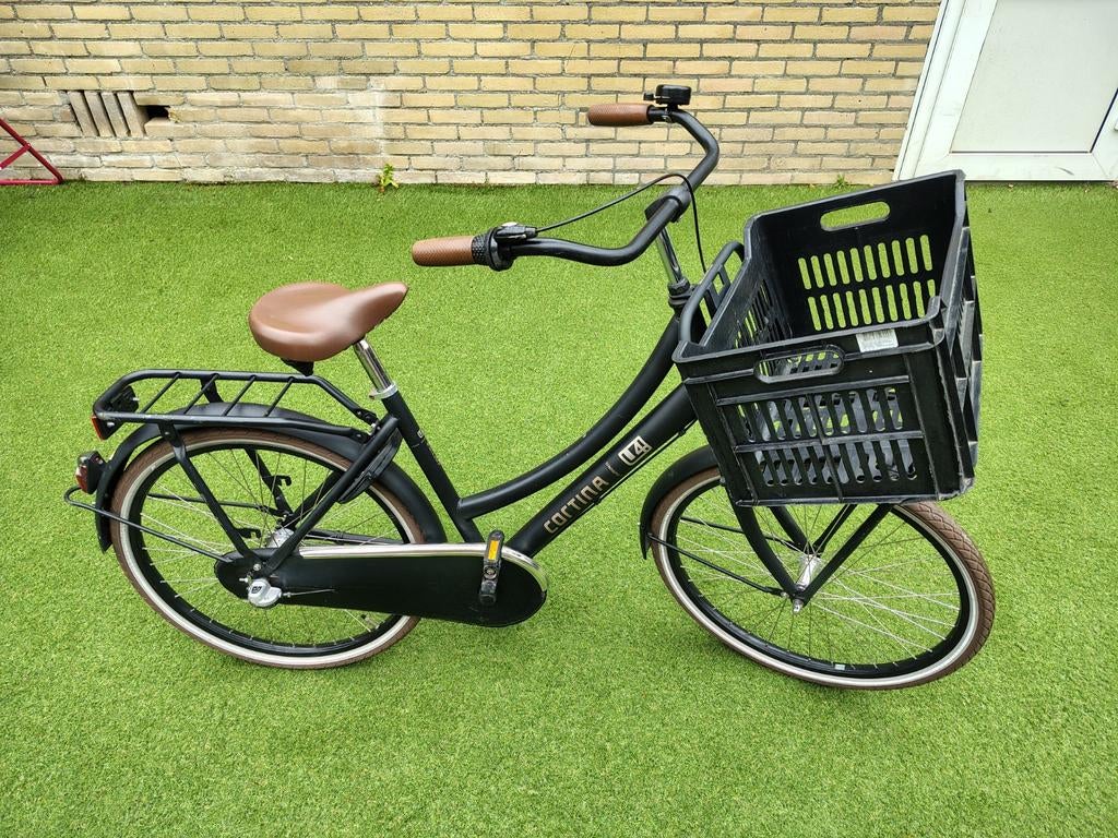 Cortina U4 Transportfiets Dames - Zwart - 24 inch, Fietsen en Brommers, Fietsen | Dames | Damesfietsen, Gebruikt, Velgrem, Versnellingen