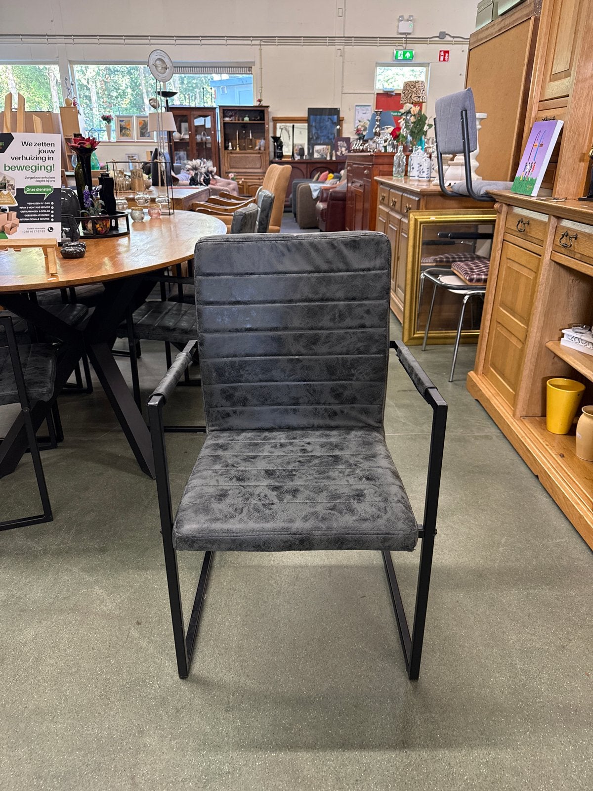 Set van 2 VidaXL eetkamerstoelen, Ophalen, Zo goed als nieuw, Metaal, Grijs