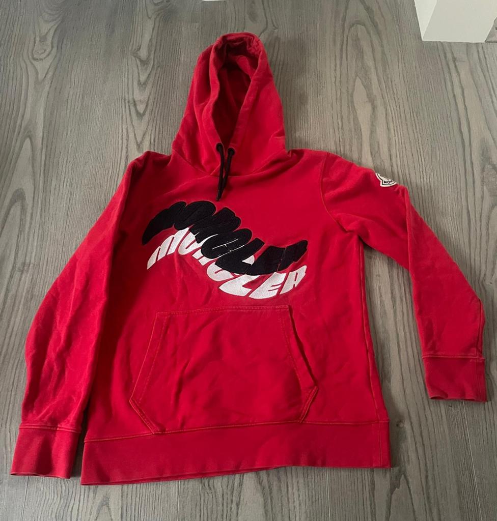 Moncler Hoodie Rood, Kleding | Heren, Moncler, Maat 48/50 (M), Ophalen of Verzenden, Zo goed als nieuw