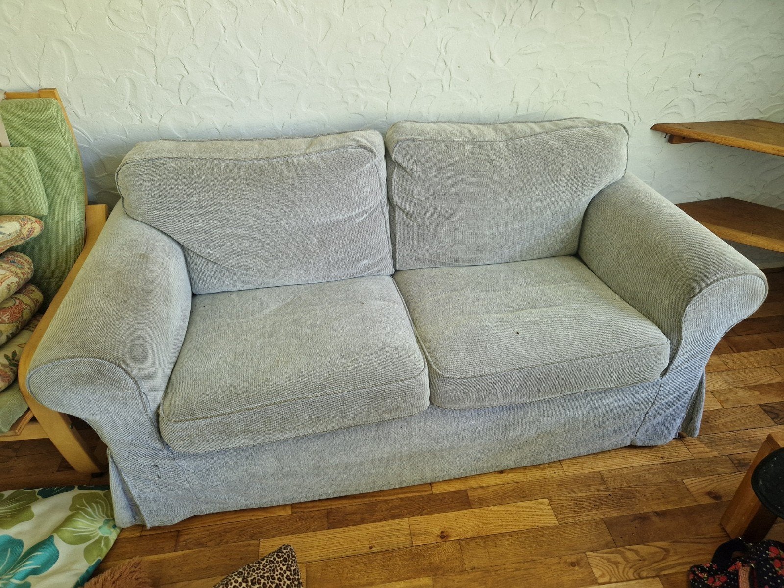 Comfortabele tweepersoonsbank, lichtgrijs, Huis en Inrichting, Banken | Bankstellen, Ophalen, Gebruikt, 150 tot 200 cm, Tweepersoons