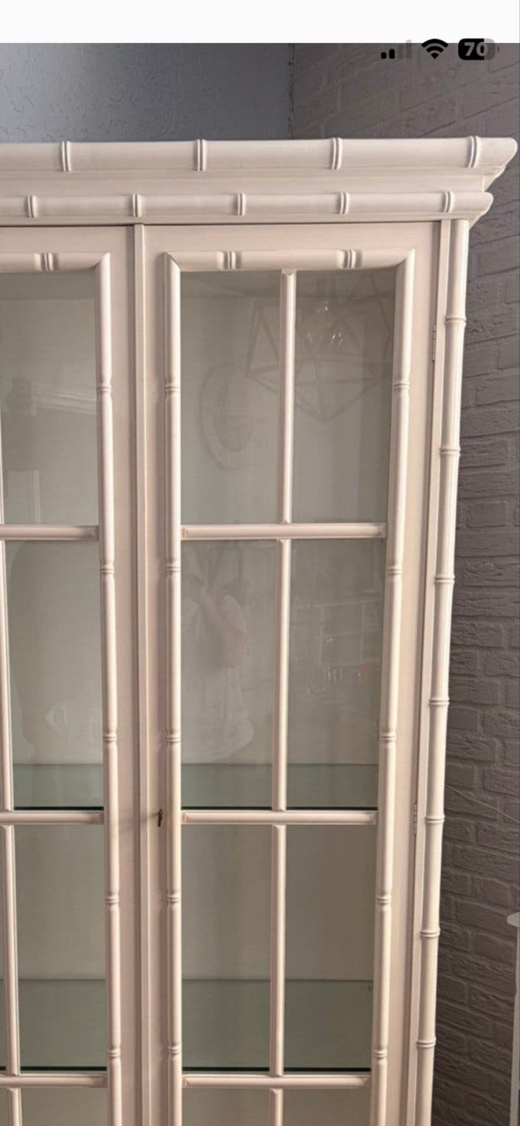 Crème Faux Bamboe Vitrinekast, Ophalen of Verzenden