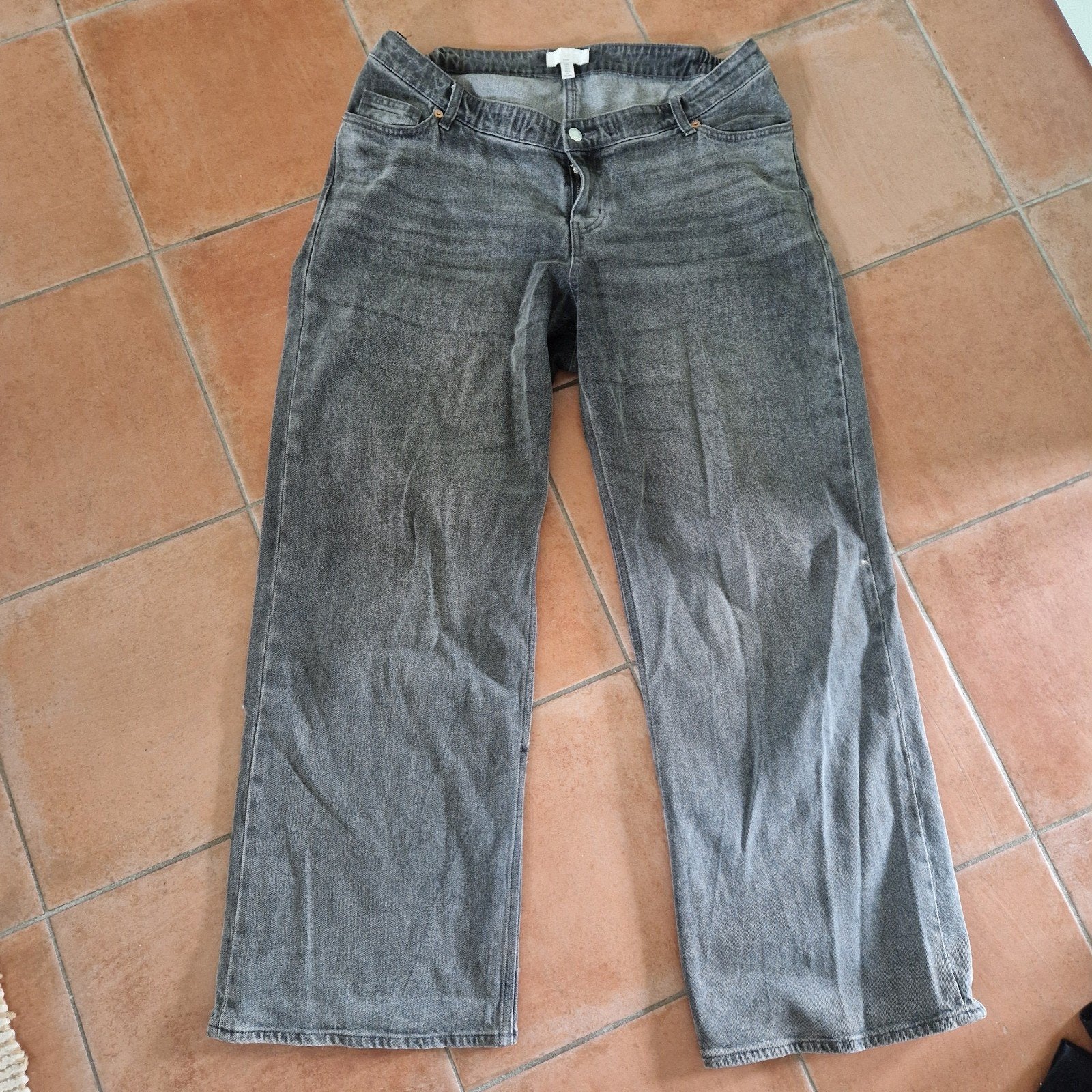 H&M Mama Zwangerschapsbroeken Maat L wide low waist flared, Maat 42/44 (L), Ophalen of Verzenden, H&M Mama, Grijs