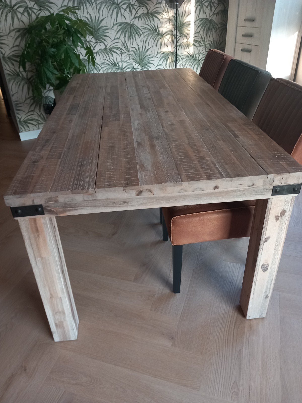 houten eetkamertafel, Huis en Inrichting, Tafels | Eettafels, Ophalen, Gebruikt, 200 cm of meer, 50 tot 100 cm
