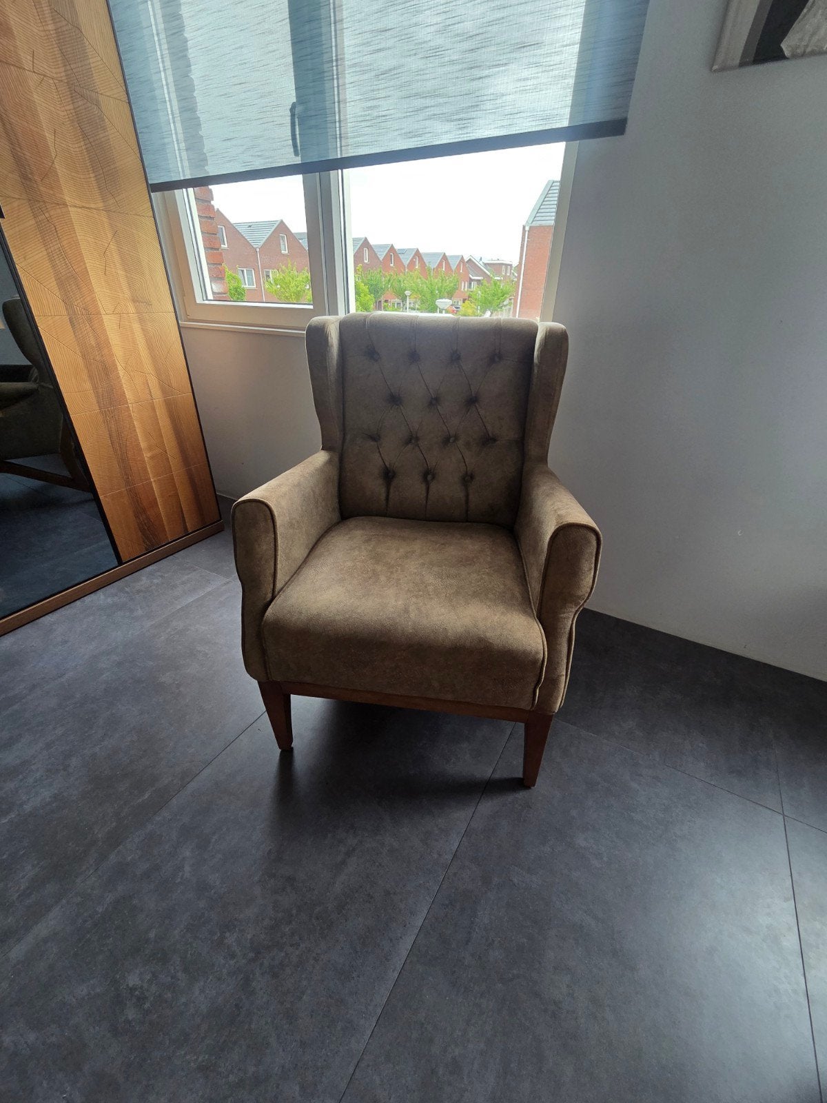 Uitschuifbare Chesterfield Zithoek (2x 3-Zits + Fauteuil, Ophalen, Overige materialen, Gebruikt, 75 tot 100 cm