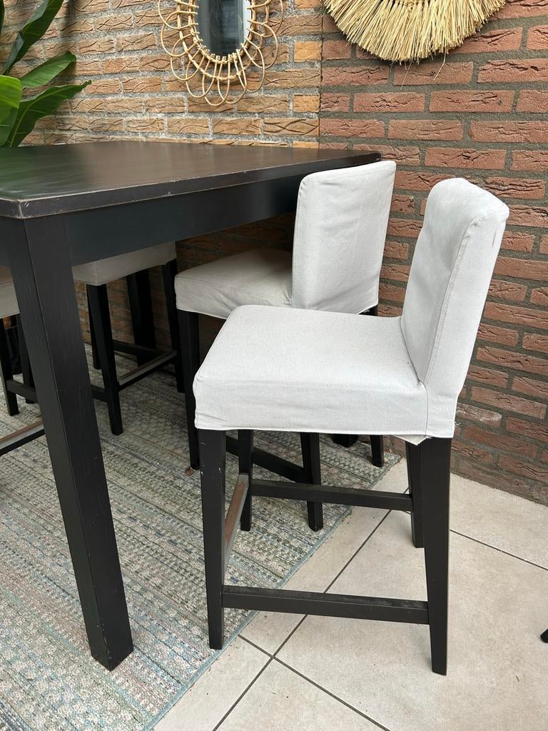 IKEA Bartafel met 4 barstoelen - tafel 110 x 110/96 hoog, Ophalen, Gebruikt