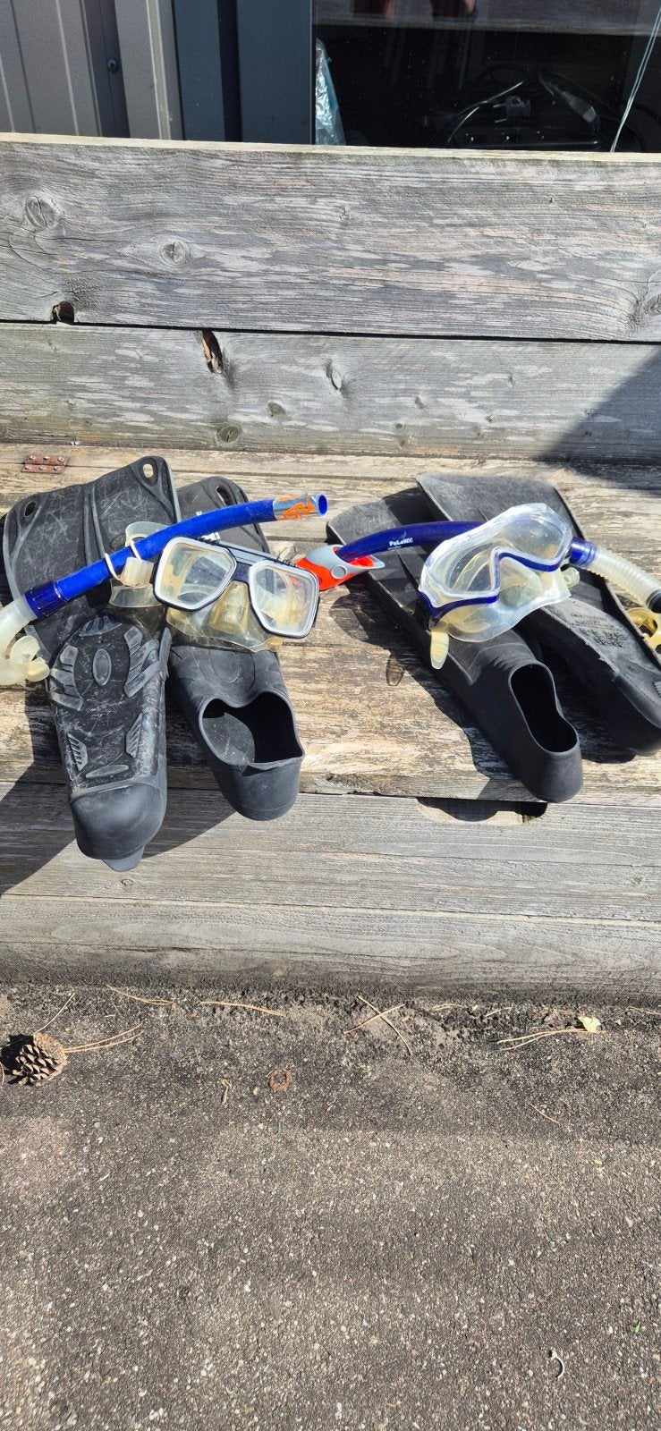 Snorkelset voor 2 personen - compleet met vinnen en maskers, Watersport en Boten, Ophalen of Verzenden, Gebruikt, Snorkelset
