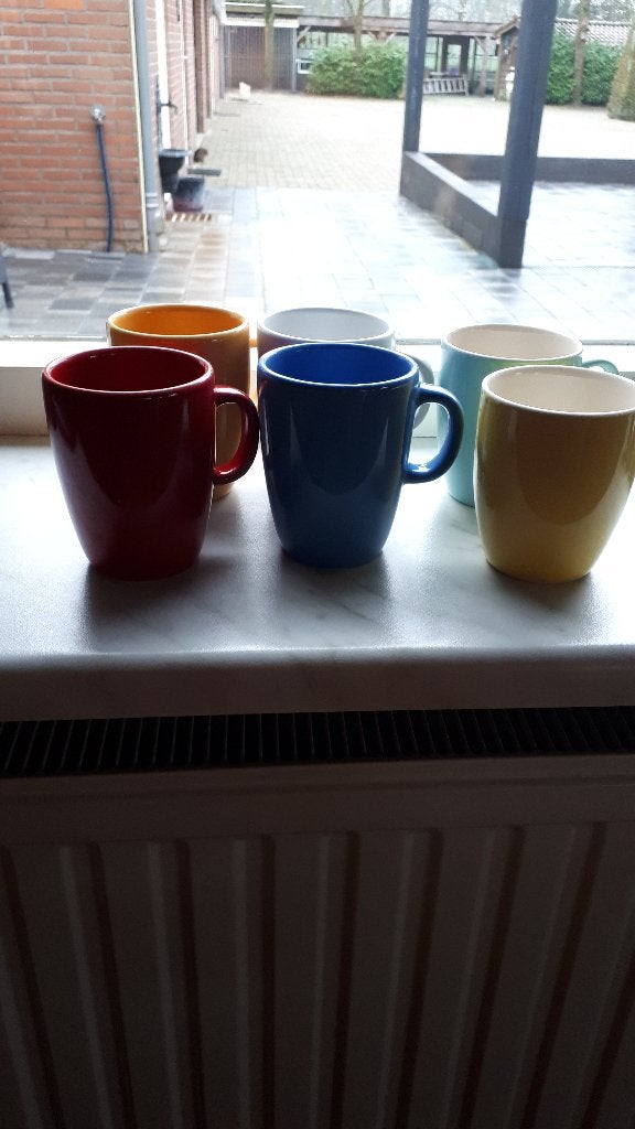 6 mokken, Ophalen, Gebruikt, Overige stijlen, Kop(pen) en/of Schotel(s)