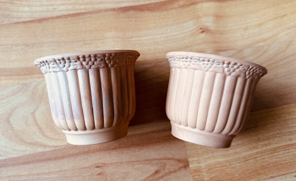 2 kleine terracotta potjes, Gebruikt, Rond, Binnen, Ophalen of Verzenden