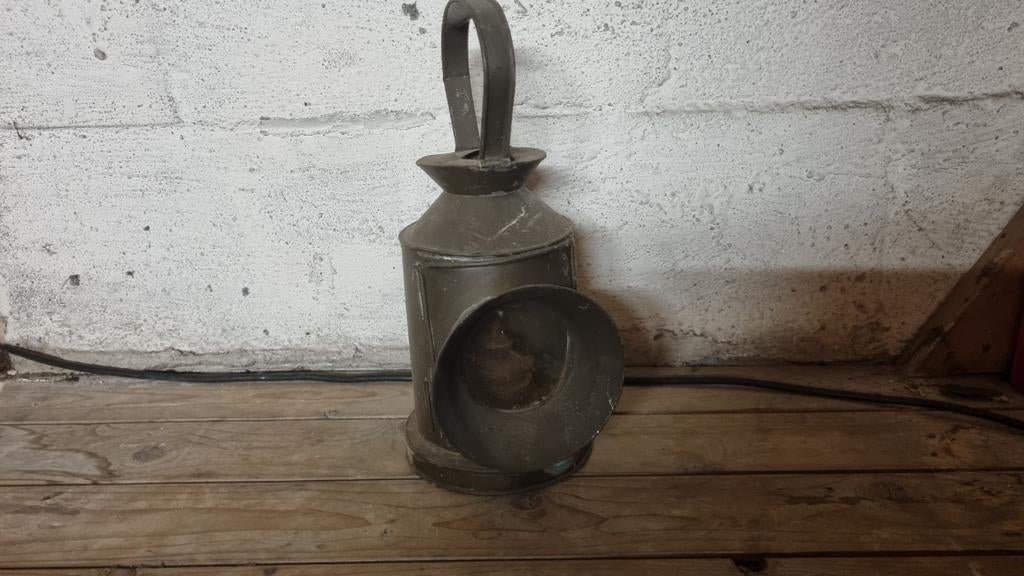 Antieke koperen olielamp - Vintage scheepslamp, Antiek en Kunst, Ophalen of Verzenden