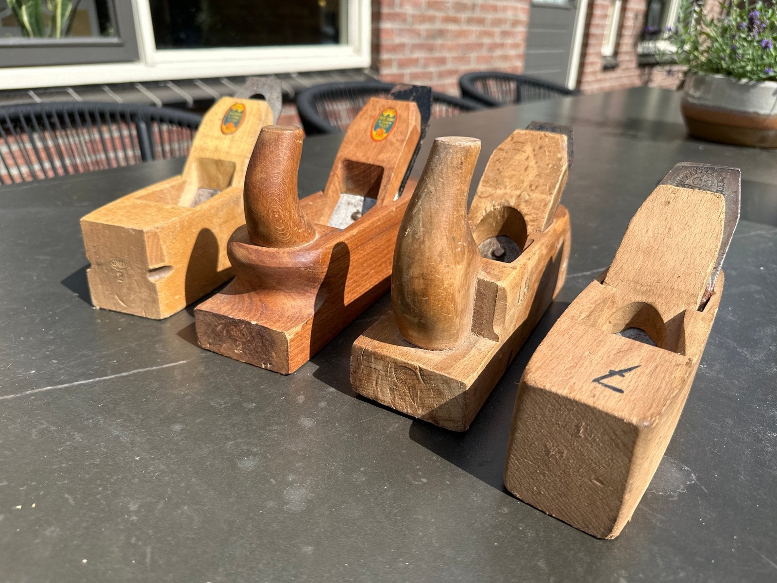 Set van 4 vintage houten schaven 2x J. Nooitgedagt & Zonen, Ophalen of Verzenden
