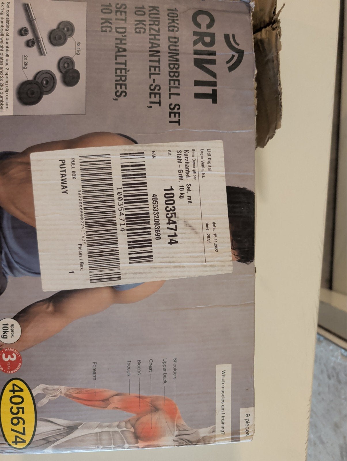 Crivit 10KG Dumbbell Set - Halterset met Stalen Greep, Ophalen, Nieuw, Armen, Halterset
