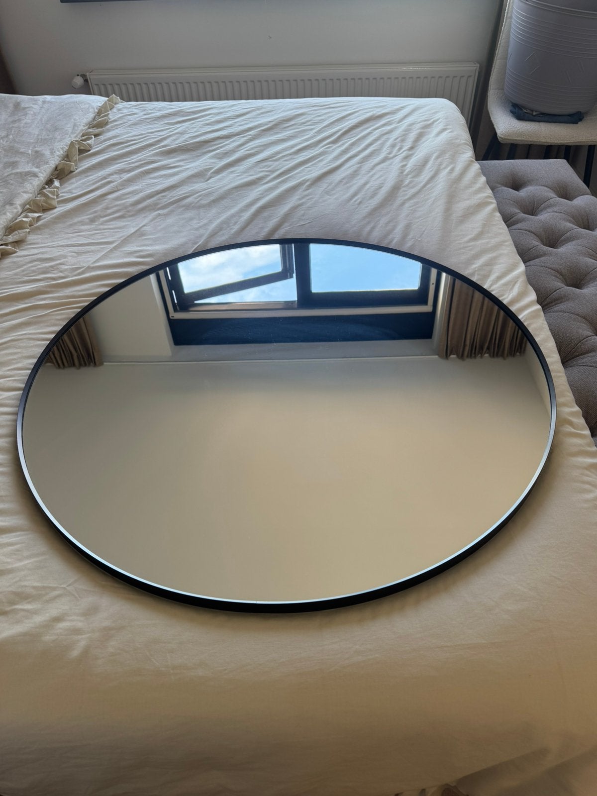 IKEA lindbyn spiegel 80 cm zwart, Ophalen of Verzenden, Zo goed als nieuw, Rond, 100 tot 125 cm